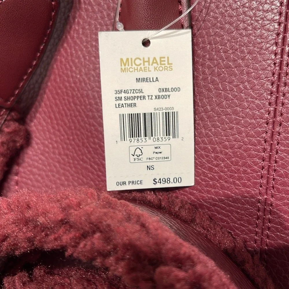 Michael Kors Mirella Small Pebbled Leather Shopper Top Zip Crossbody XBody NWT